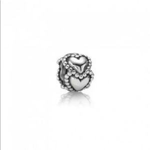 Authentic Pandora Retired Sterling Silver Everlasting Love Hearts Charm